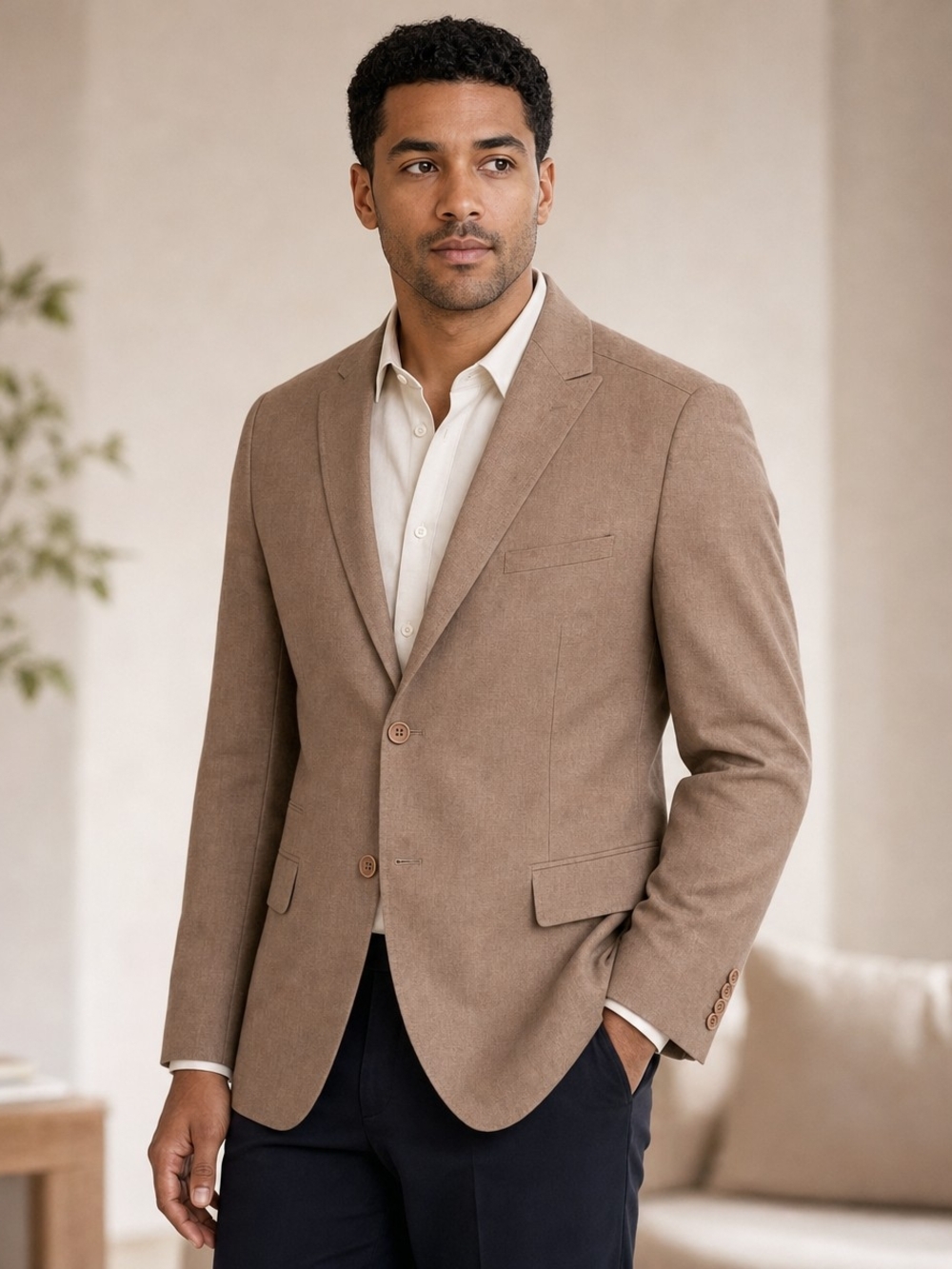 Menz ggg Men's Tan Brown Blazer Jacket Size 62R 56W Big & Tall Two Button - Picture 3 of 5